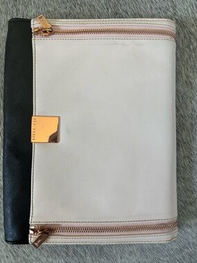 Ted Baker Ivory and Black Zip Wallet with Rose Gold Hardware